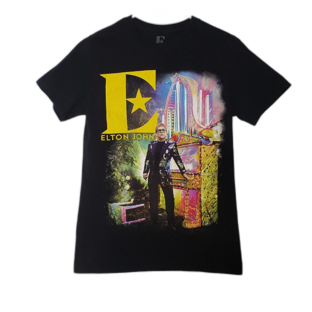 ELTON JOHN Farewell Yellow Brick Road 2018 Black T Shirt Size Small